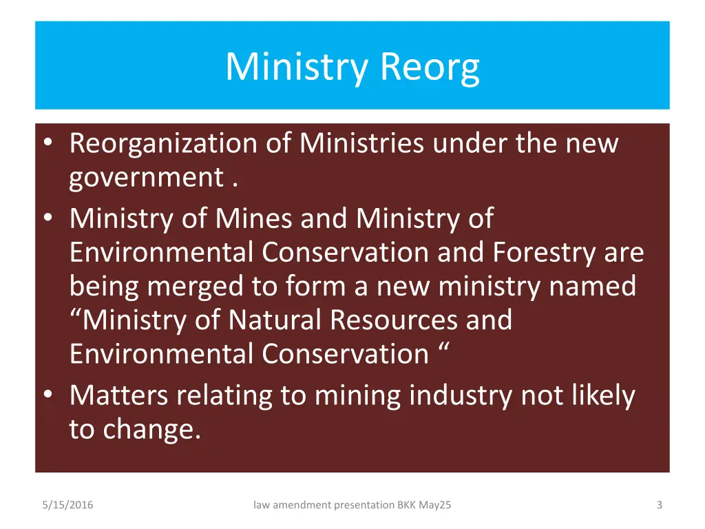 ministry reorg