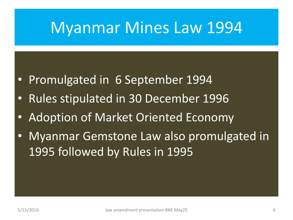 myanmar mines law 1994