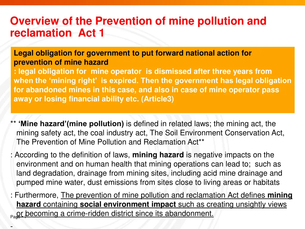 overview of the prevention of mine pollution