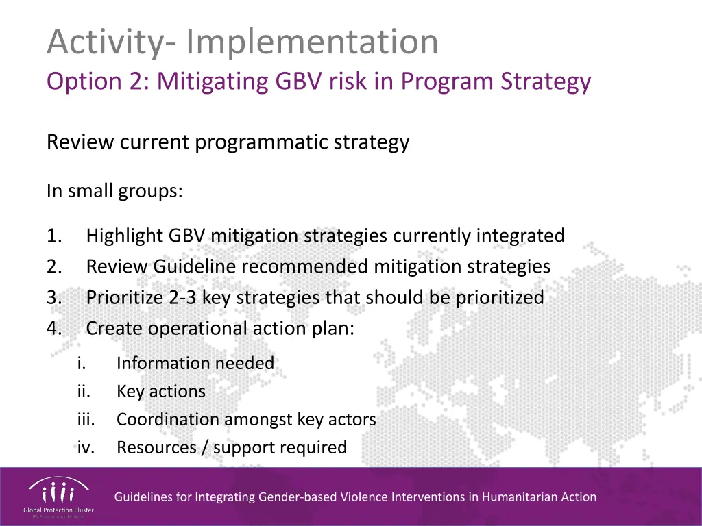 activity implementation option 2 mitigating