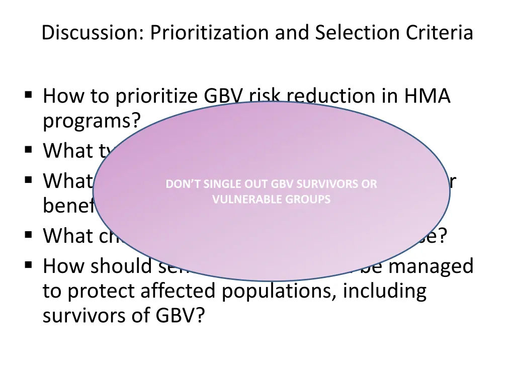 discussion prioritization and selection criteria