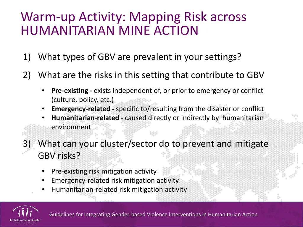 warm up activity mapping risk across humanitarian