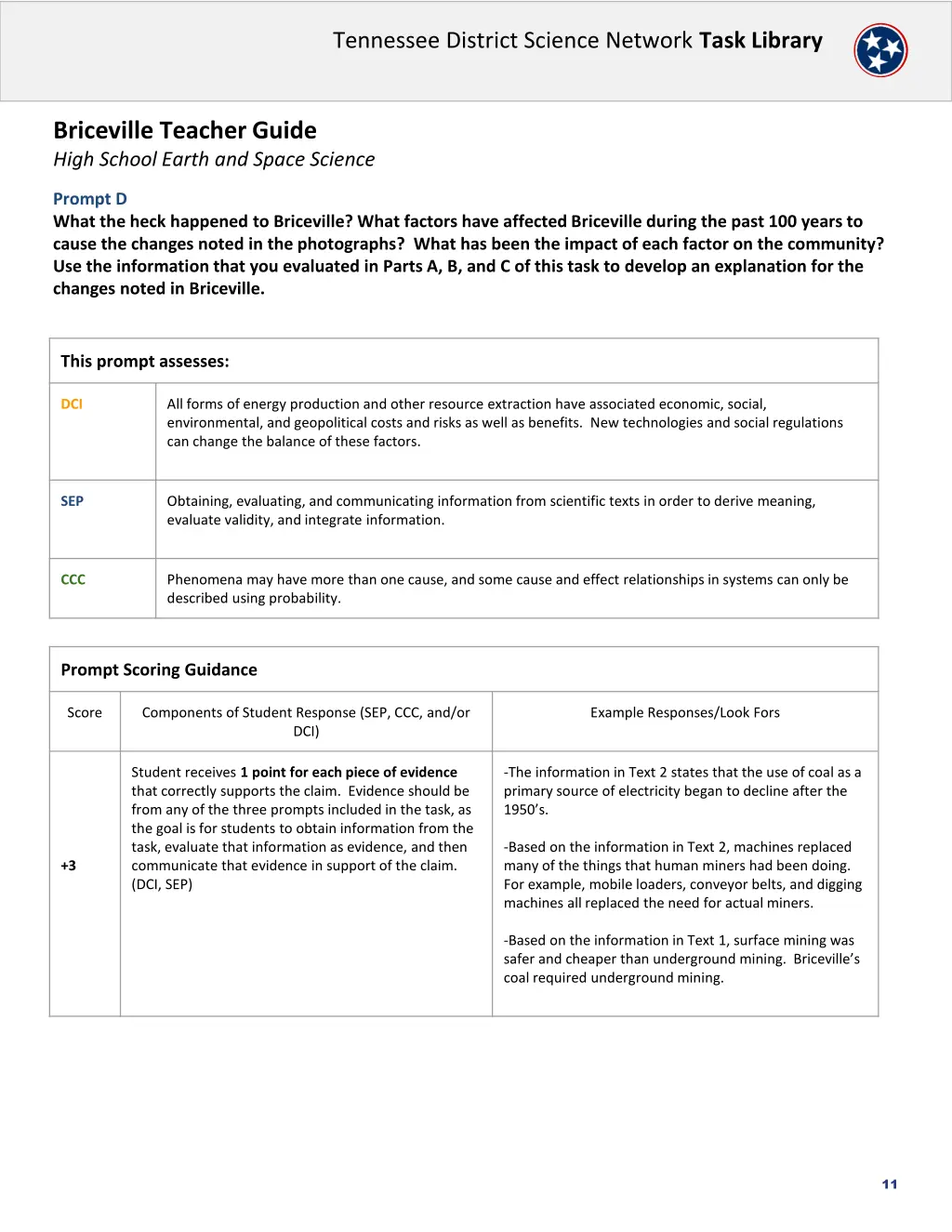 tennessee district science network task library 10