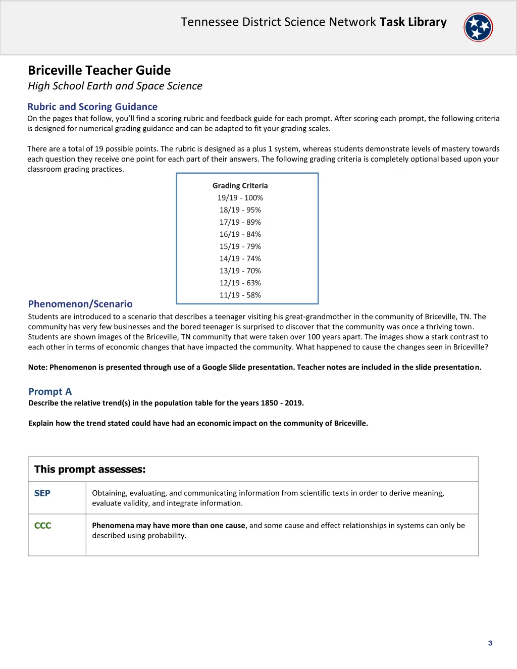 tennessee district science network task library 2