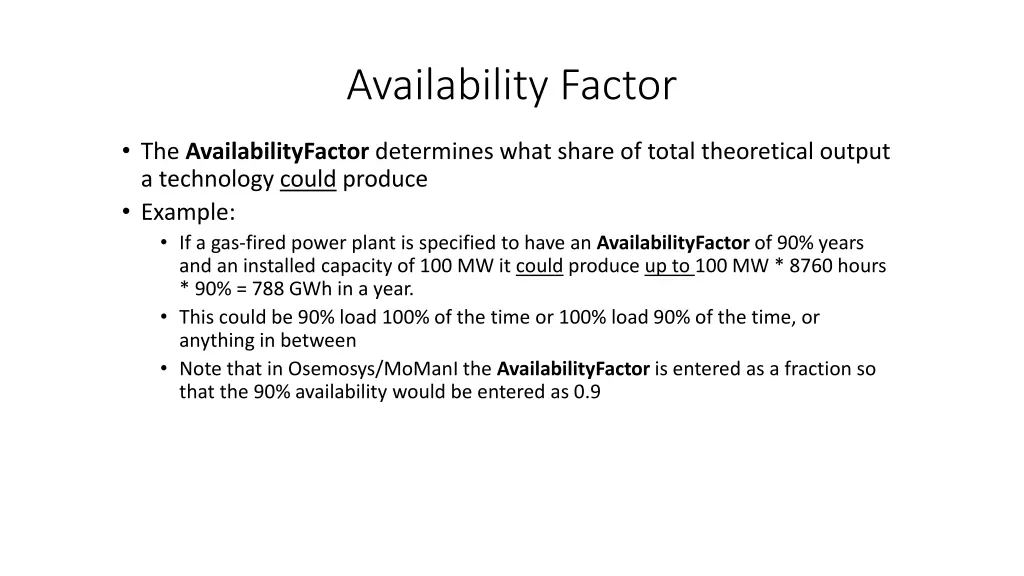 availability factor