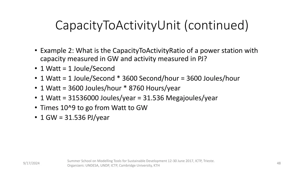 capacitytoactivityunit continued