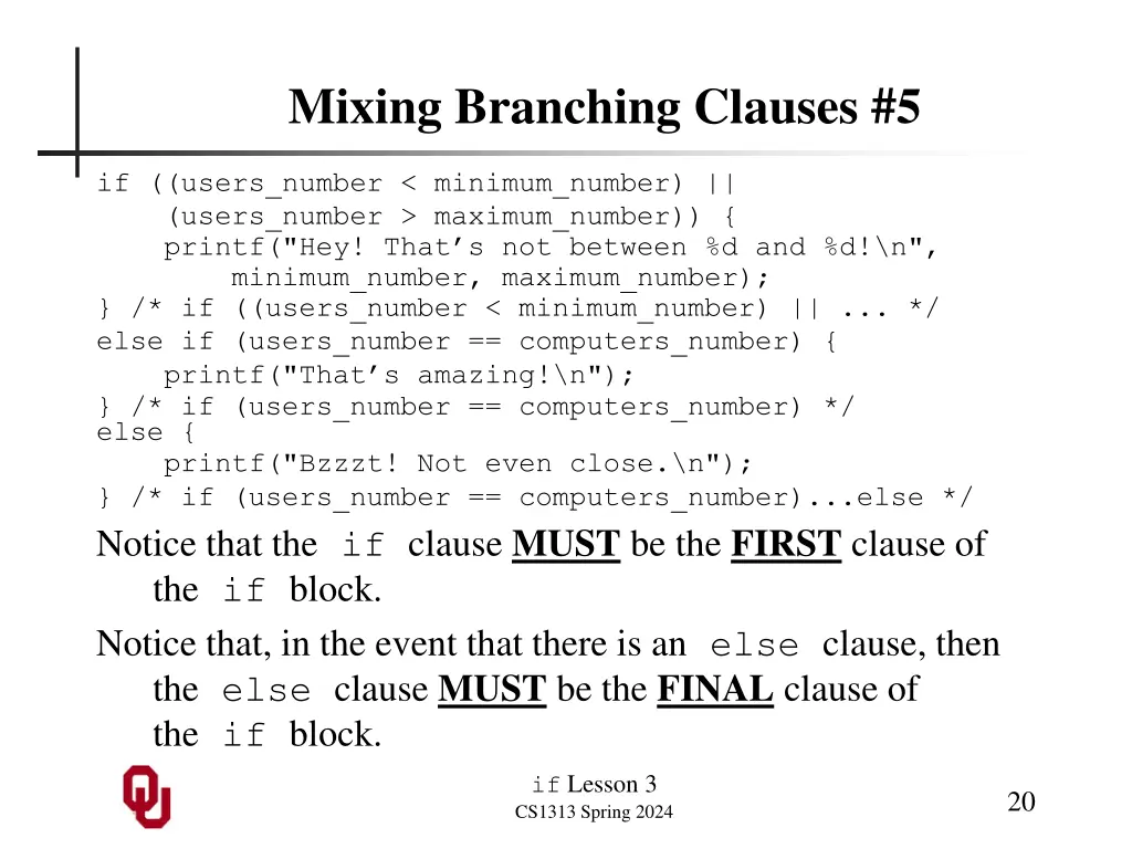 mixing branching clauses 5