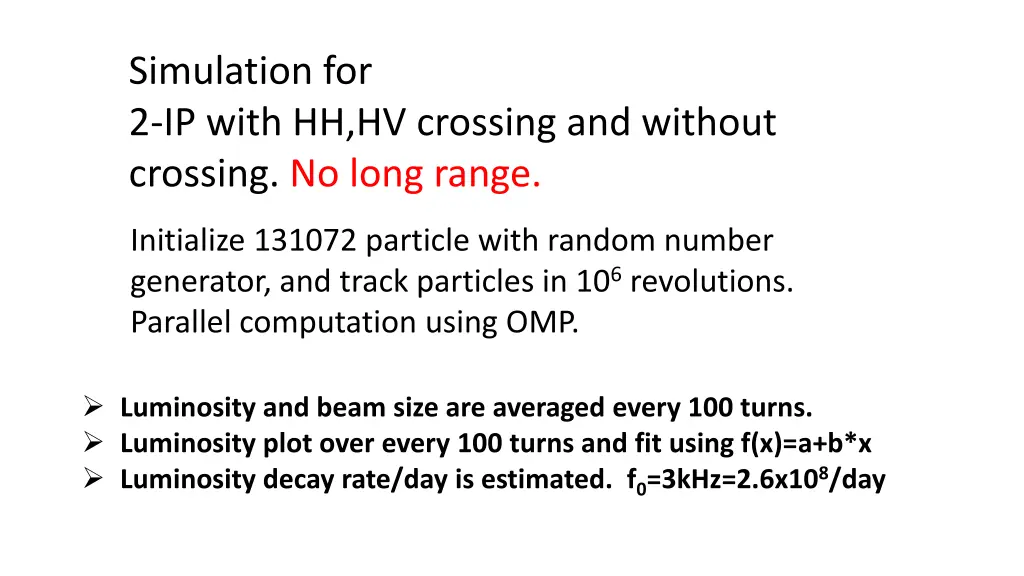 simulation for 2 ip with hh hv crossing