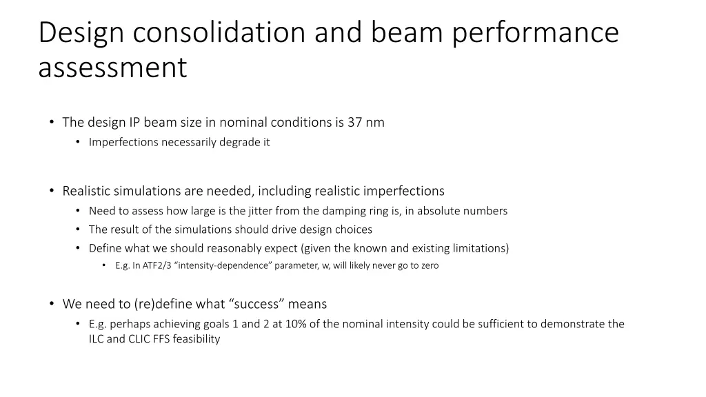 design consolidation and beam performance