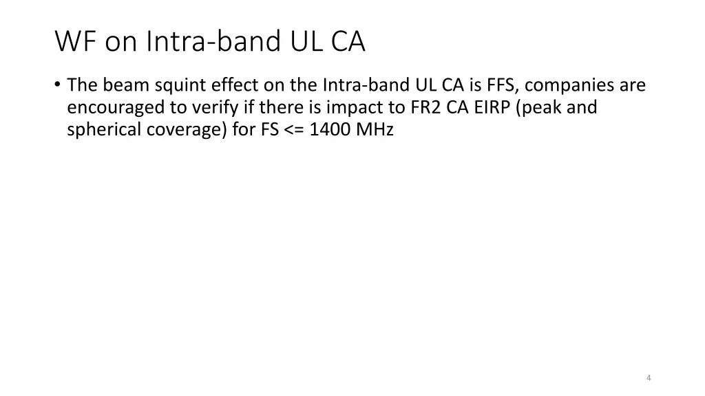 wf on intra band ul ca