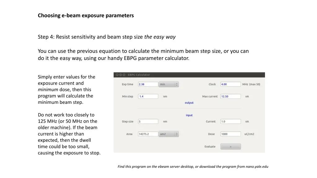 choosing e beam exposure parameters 4