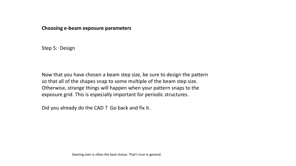 choosing e beam exposure parameters 5