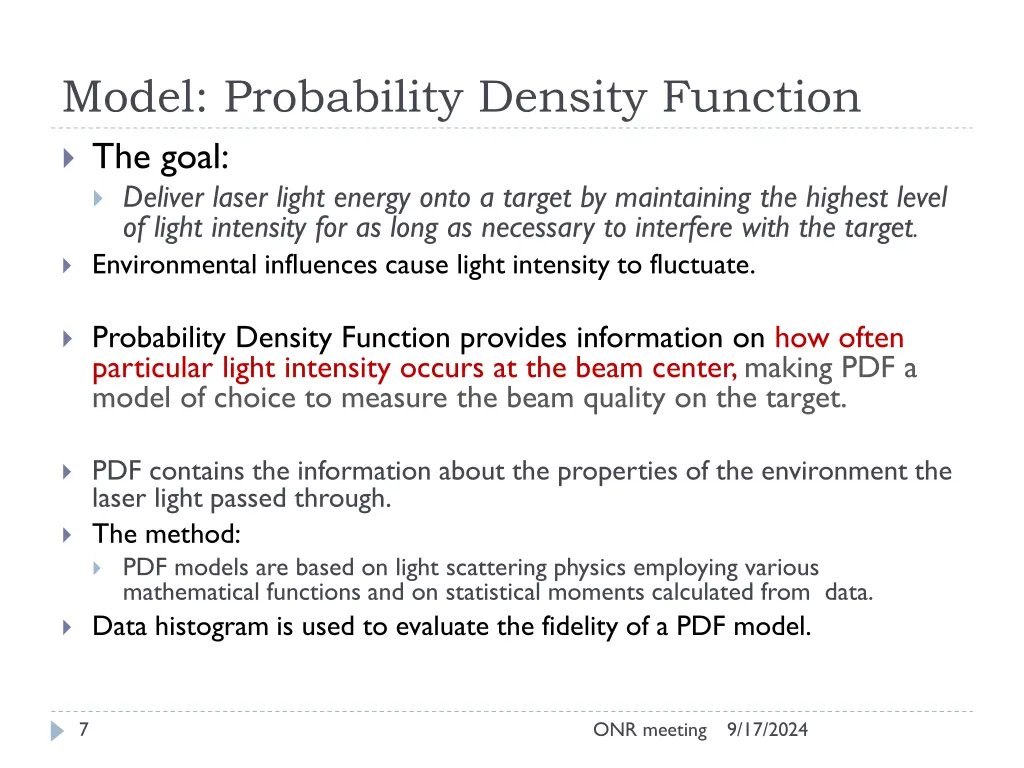 model probability density function the goal