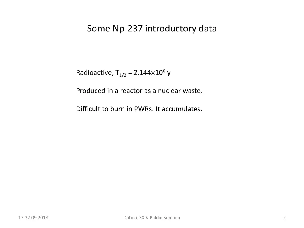 some np 237 introductory data