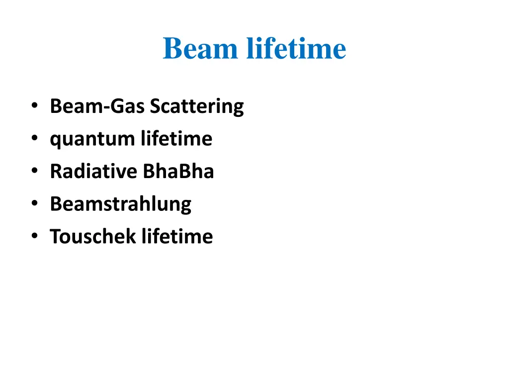 beam lifetime