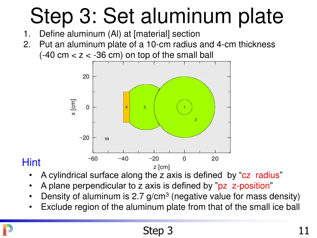 step 3 set aluminum plate 1 define aluminum