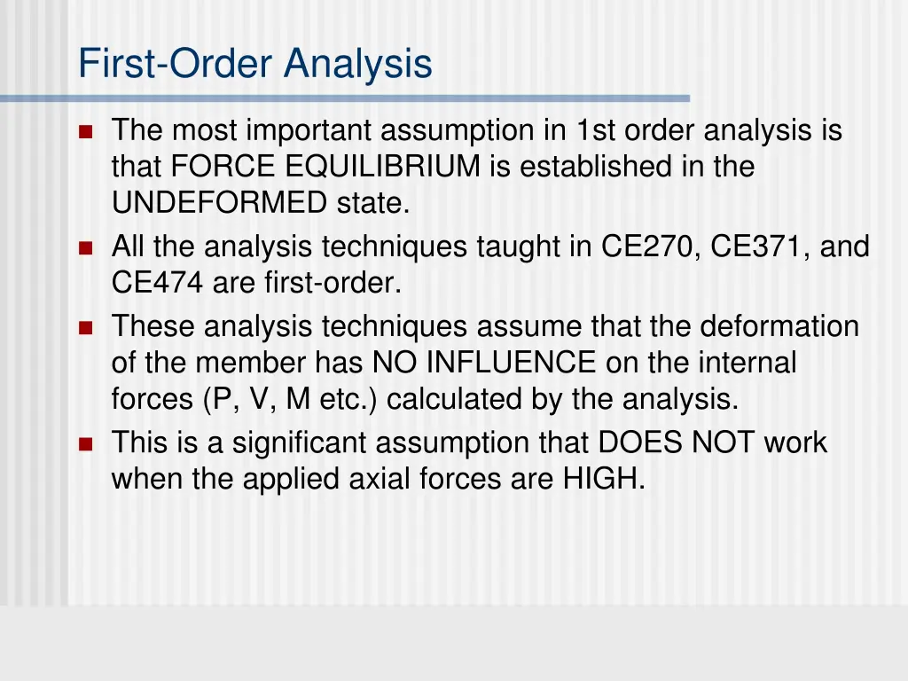 first order analysis