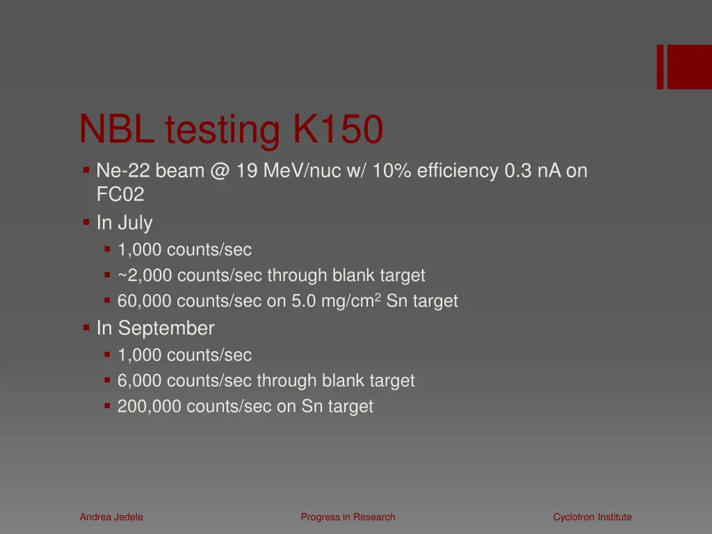 nbl testing k150 ne 22 beam