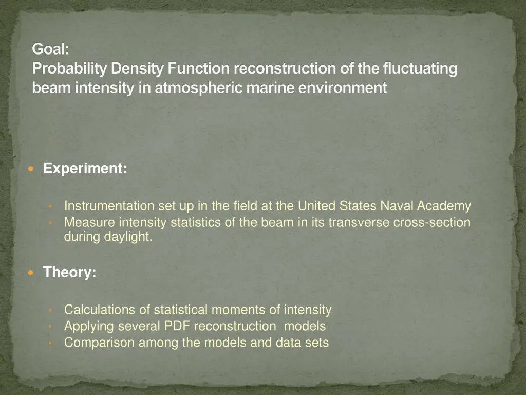 goal probability density function reconstruction