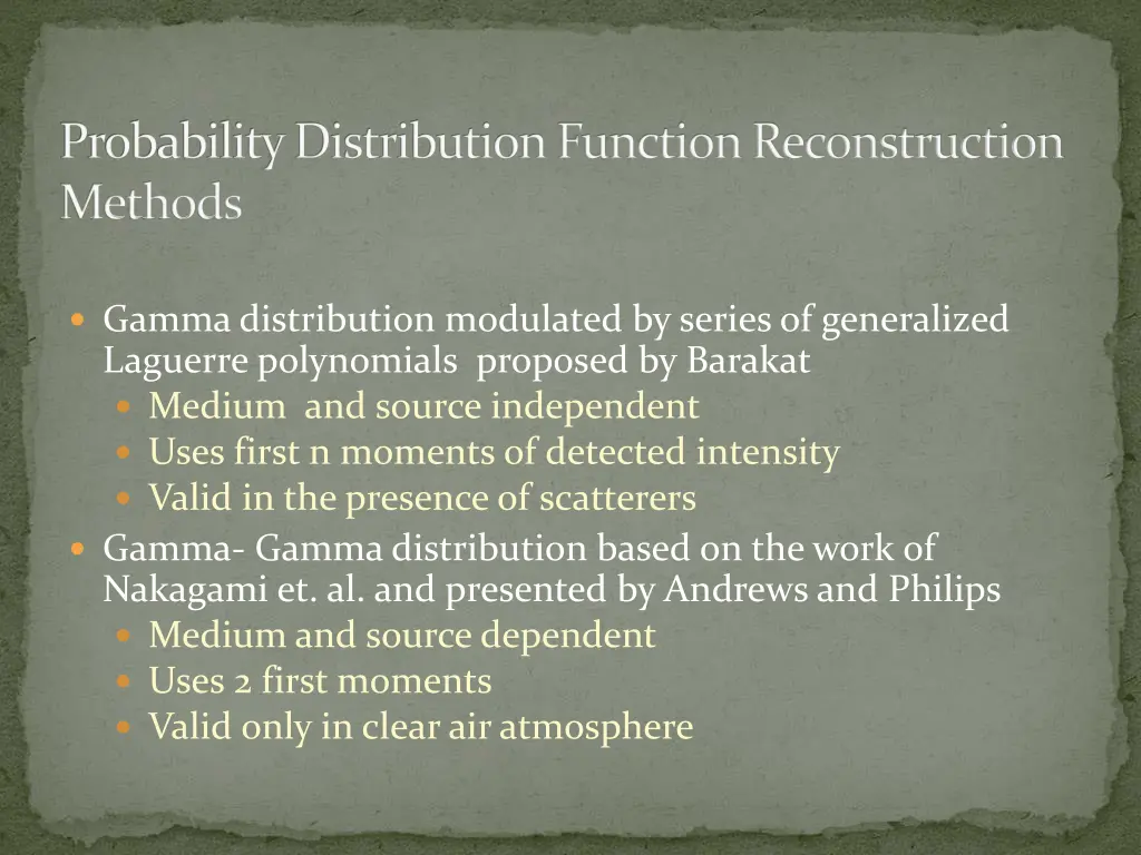 probability distribution function reconstruction