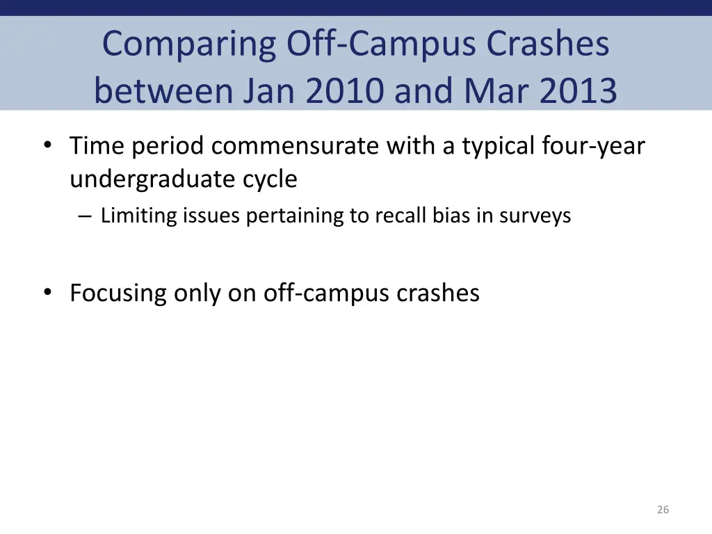 comparing off campus crashes between jan 2010