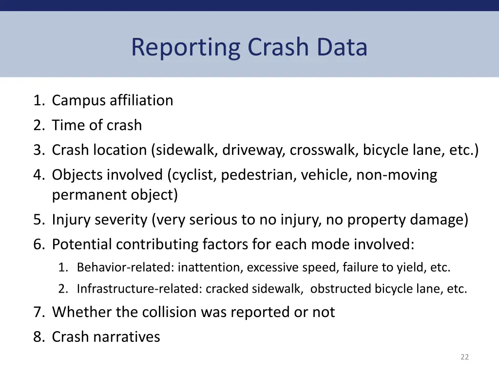 reporting crash data