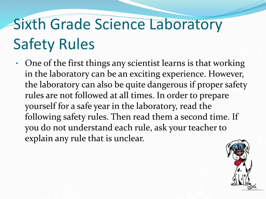 sixth grade science laboratory safety rules 2