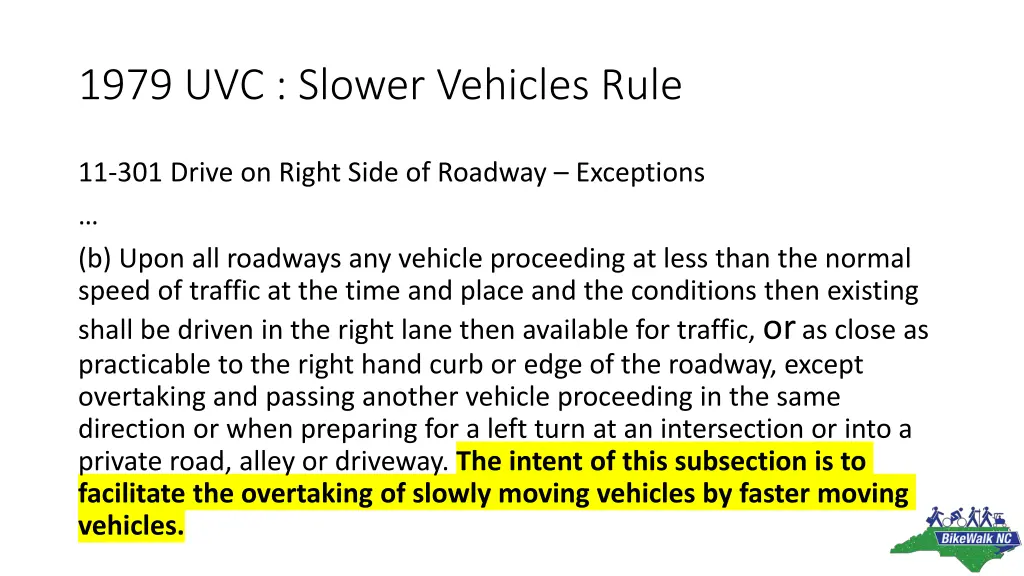 1979 uvc slower vehicles rule