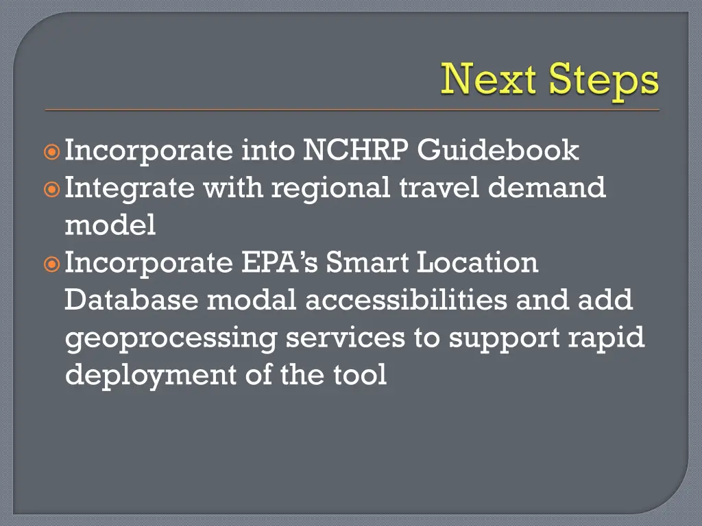 incorporate into nchrp guidebook integrate with