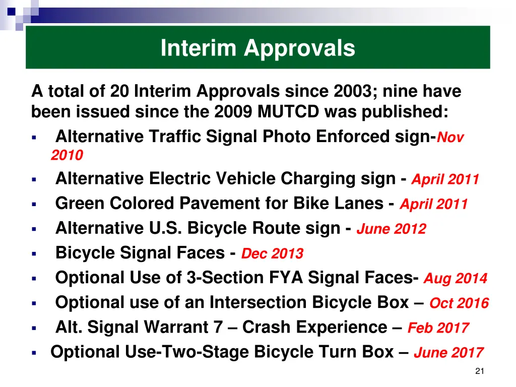 interim approvals 2