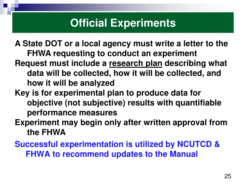 official experiments