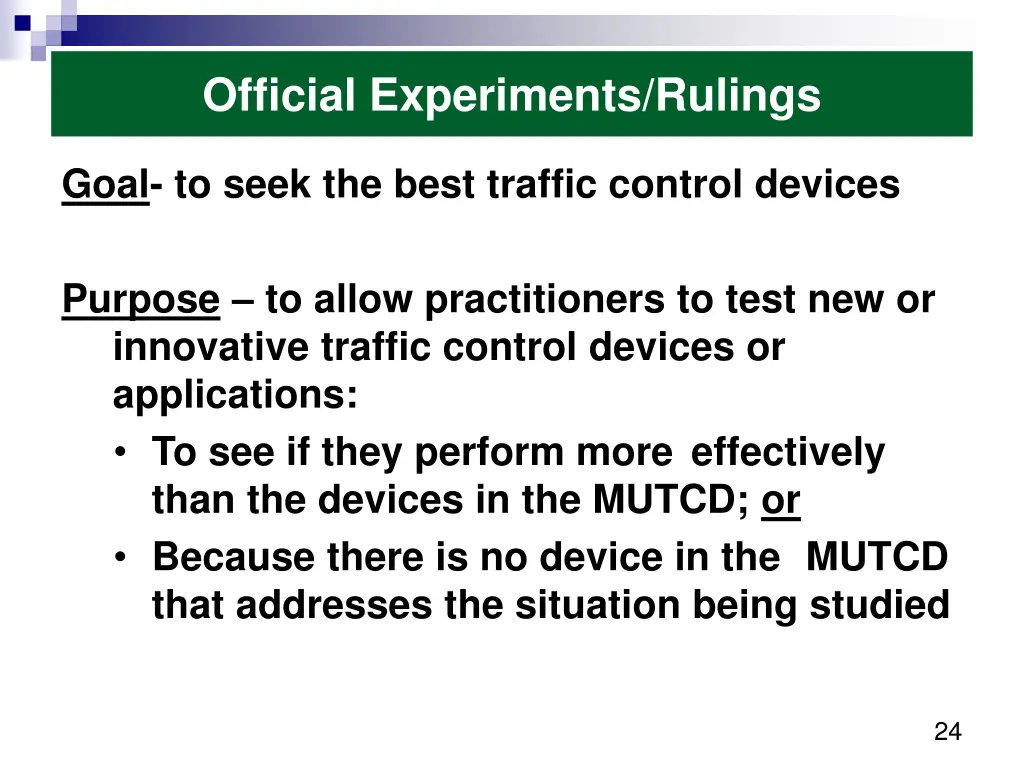 official experiments rulings