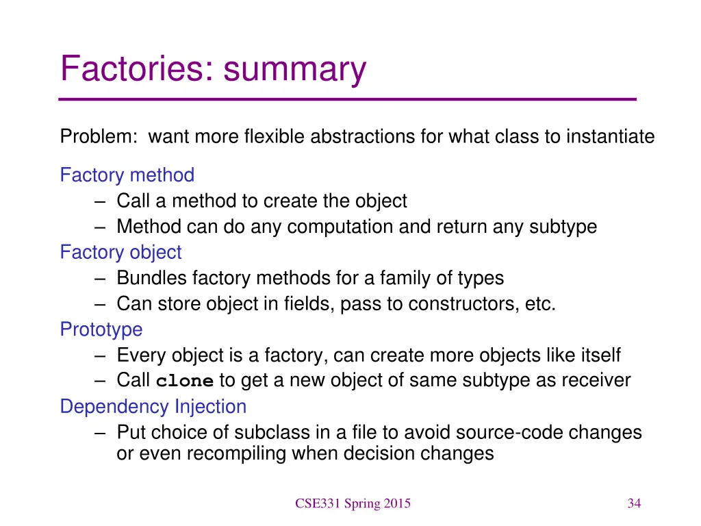 factories summary