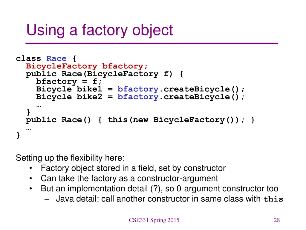 using a factory object