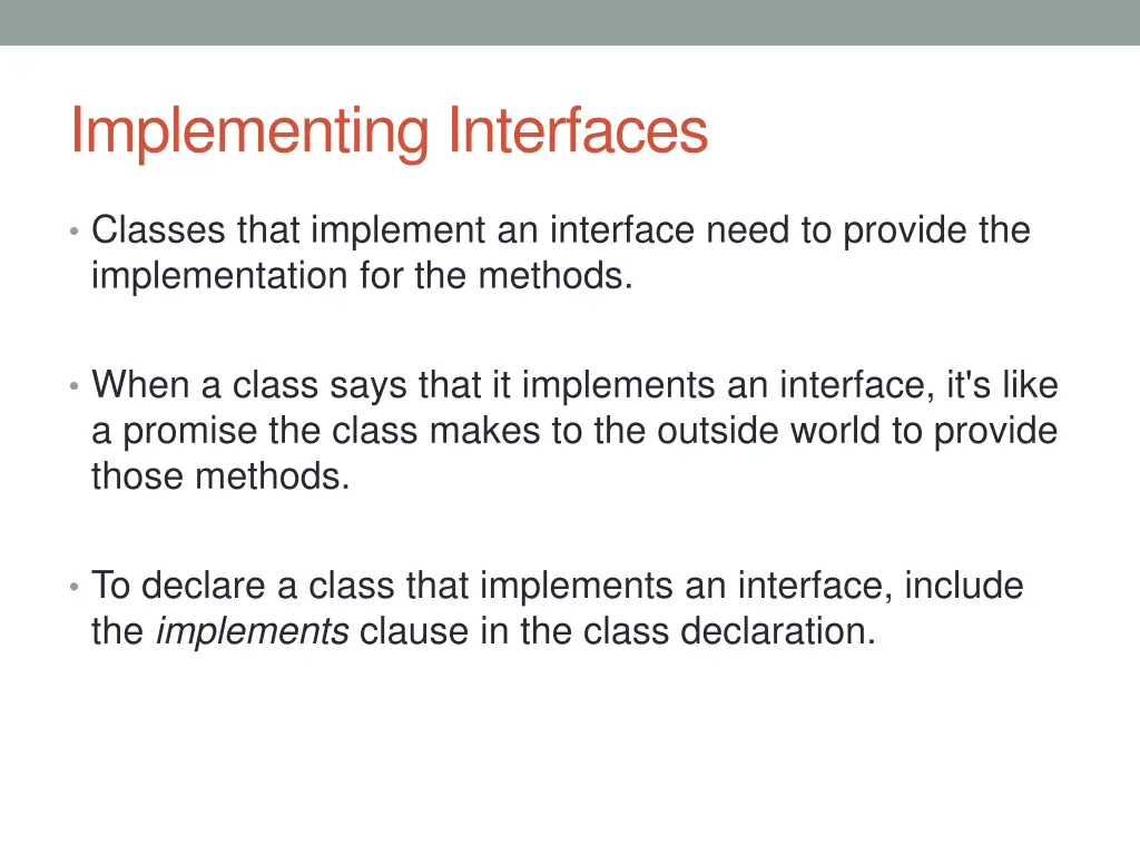 implementing interfaces