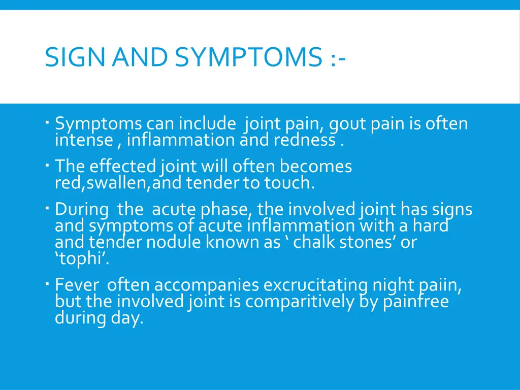 sign and symptoms