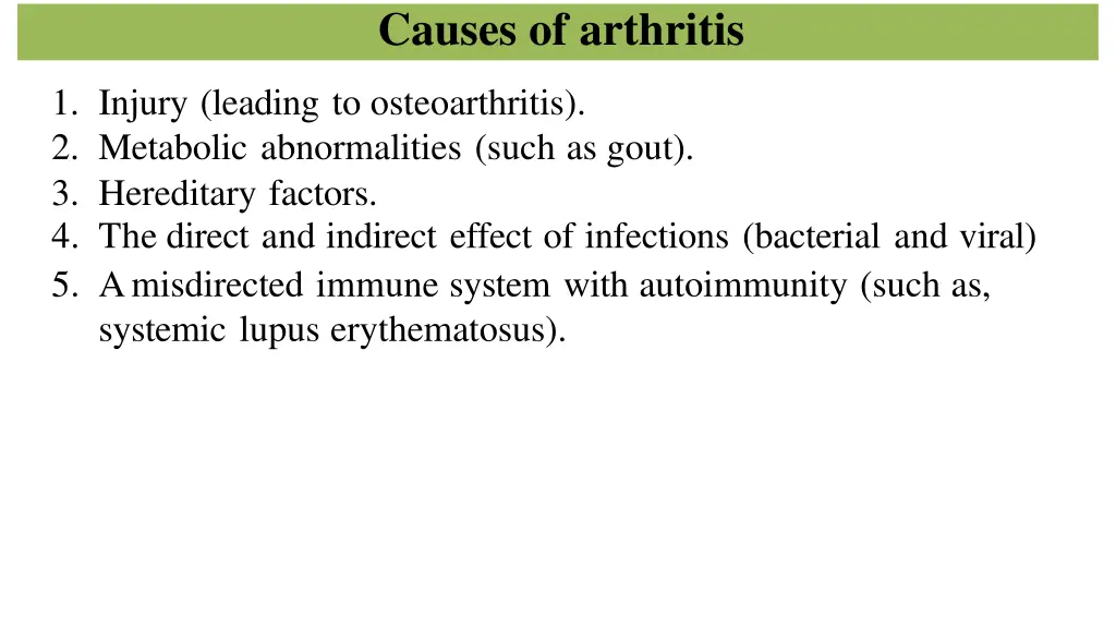 causes of arthritis