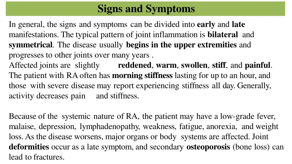 signs and symptoms