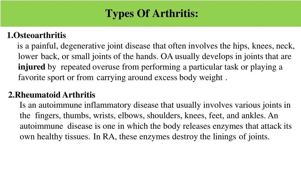 types of arthritis