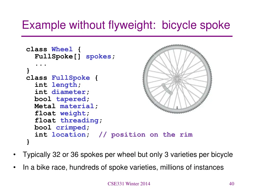 example without flyweight bicycle spoke