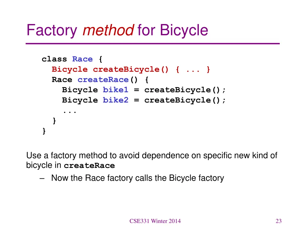 factory method for bicycle