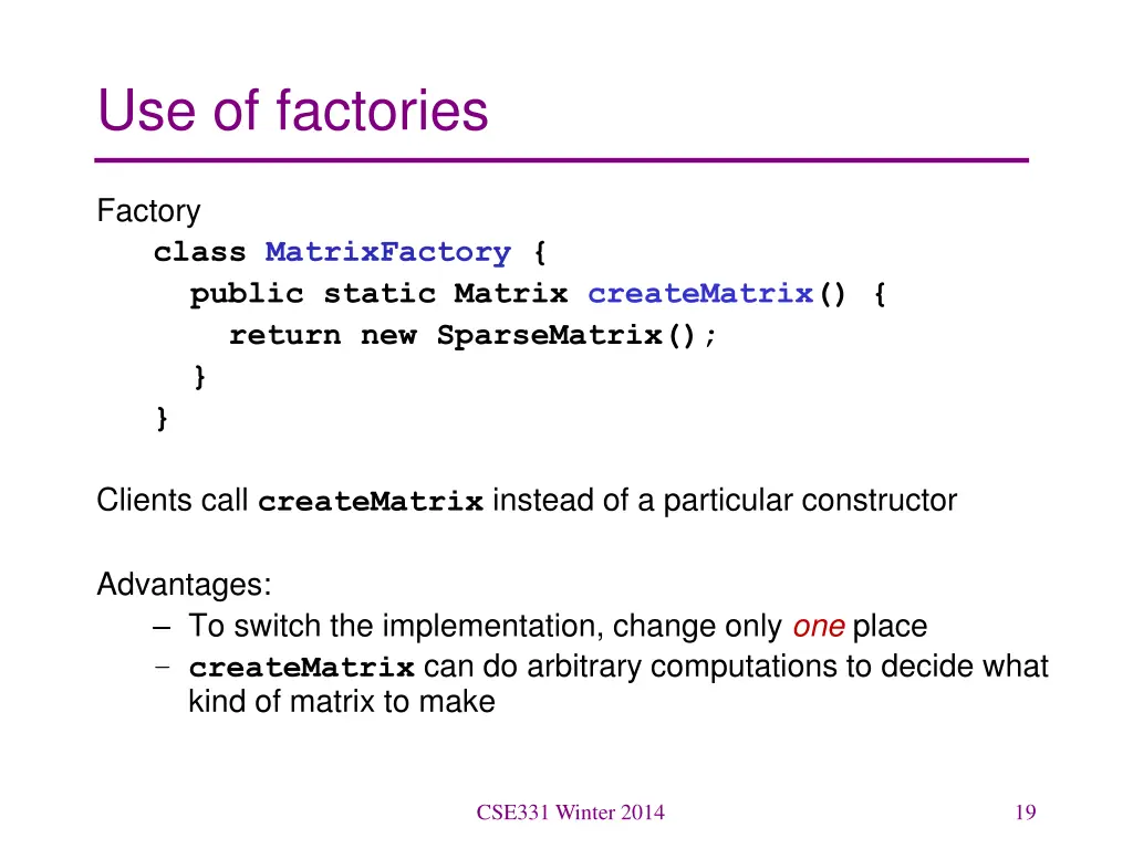 use of factories