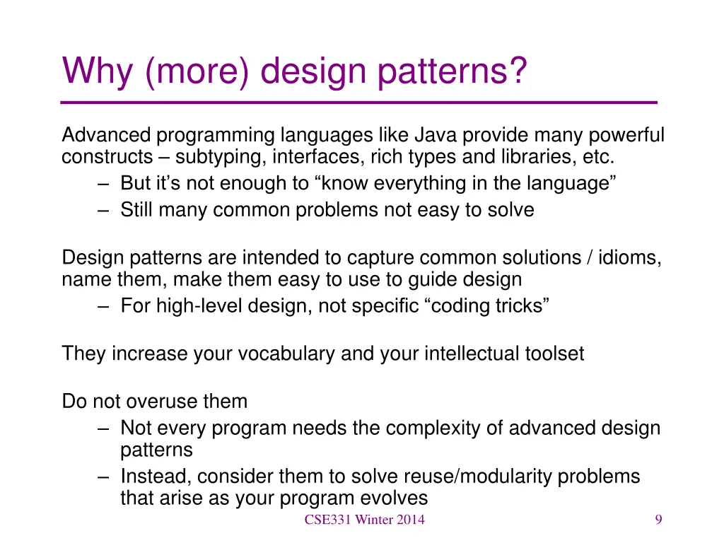 why more design patterns