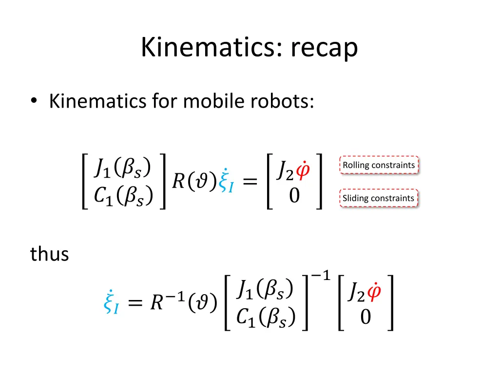 kinematics recap