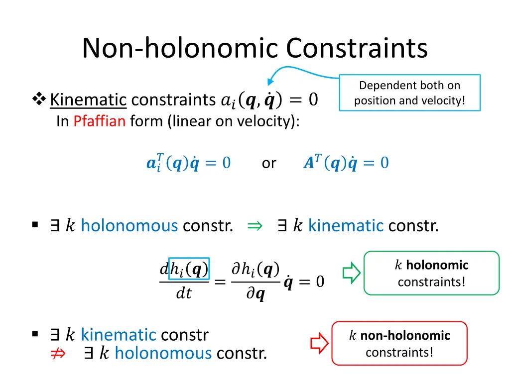 non holonomic constraints 2