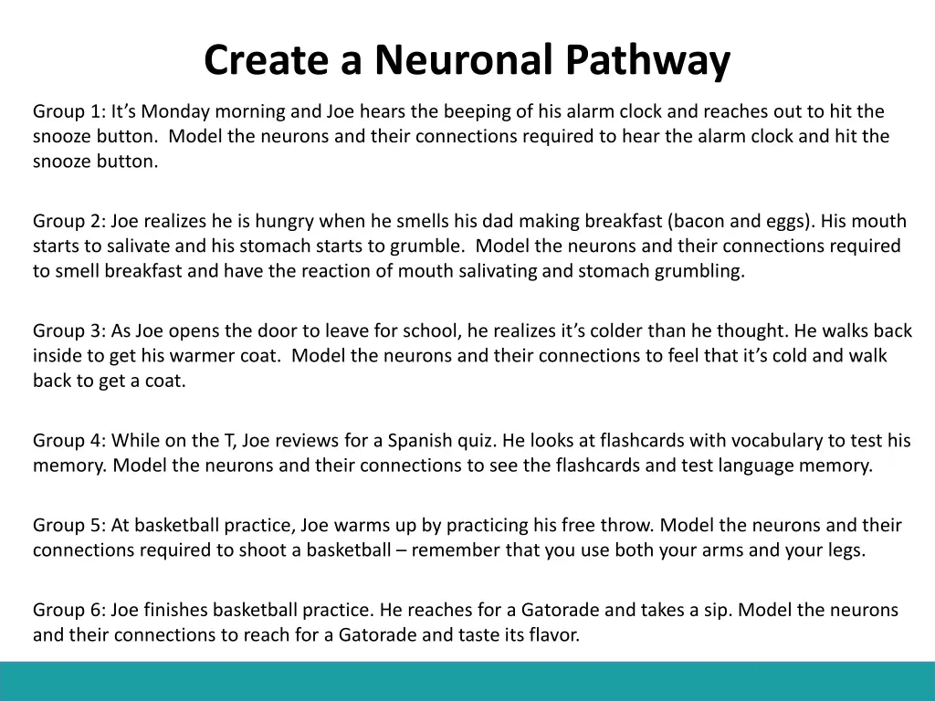 create a neuronal pathway