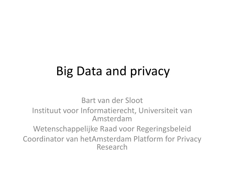 big data and privacy