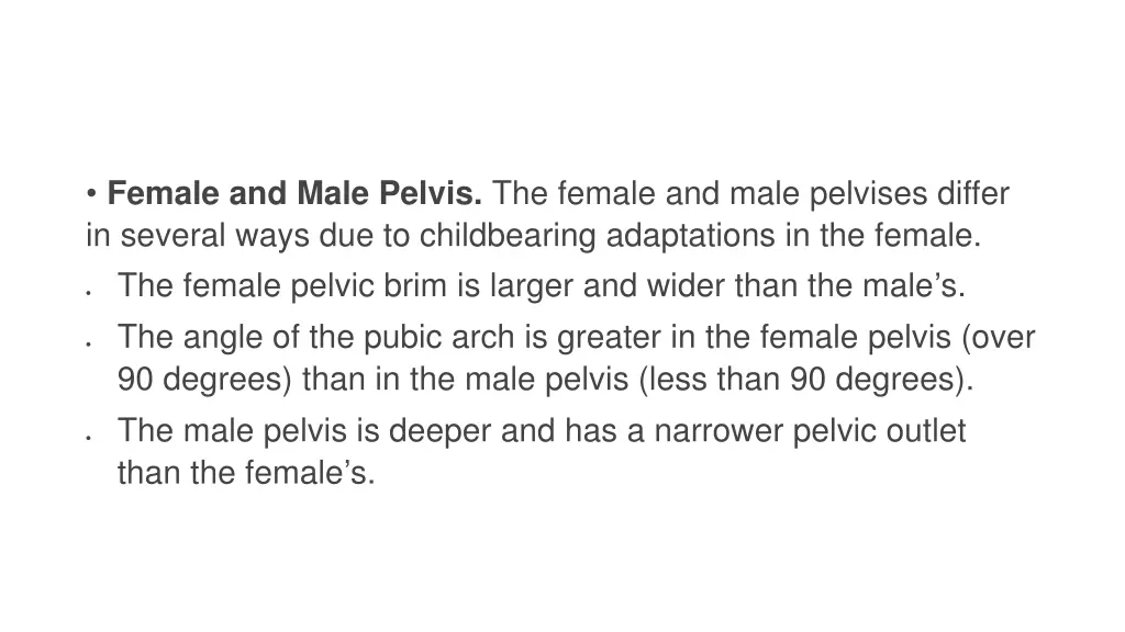 female and male pelvis the female and male