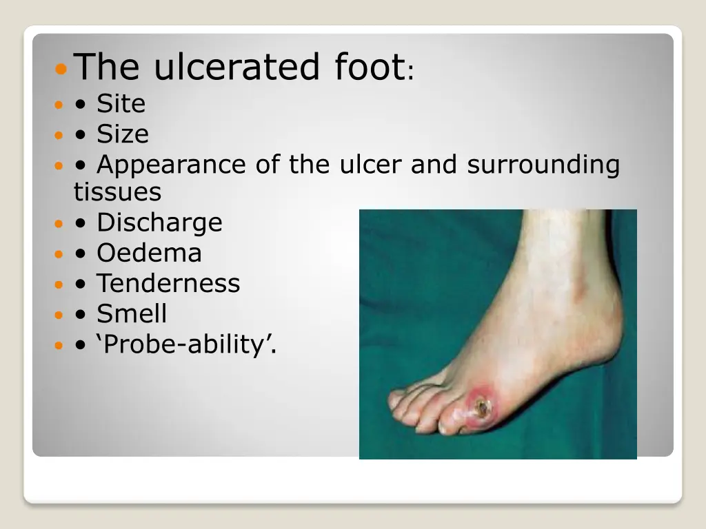 the ulcerated foot site size appearance