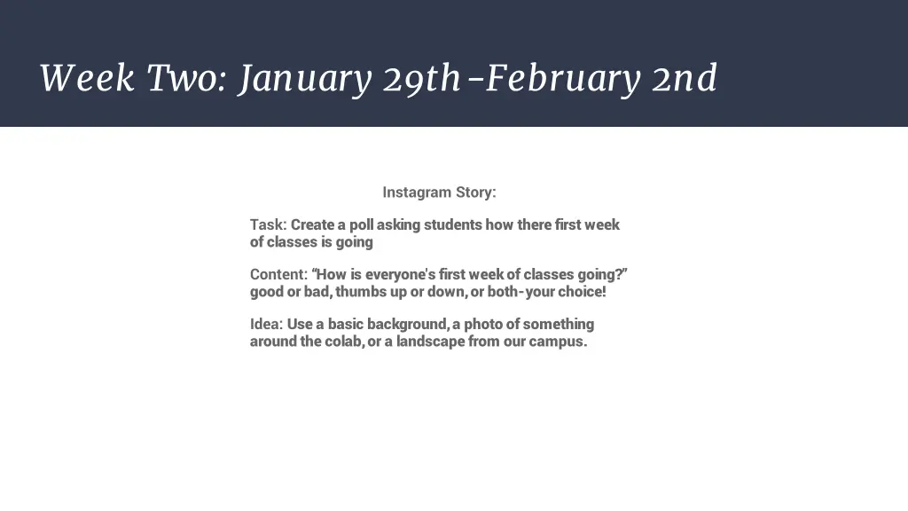 week two january 29th february 2nd